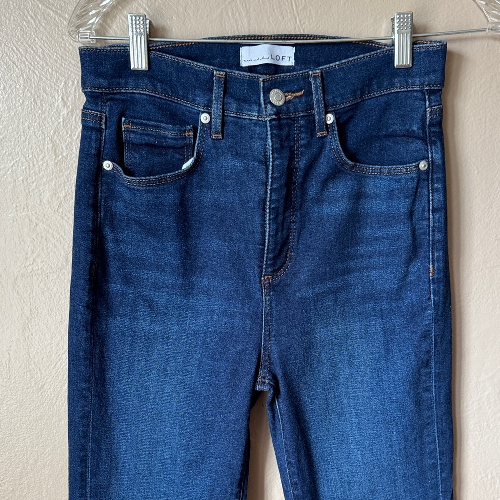 LOFT Dark Wash Blue Flare Jeans - Picture 2 of 7